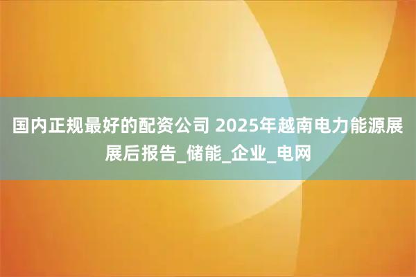 国内正规最好的配资公司 2025年越南电力能源展展后报告_储能_企业_电网