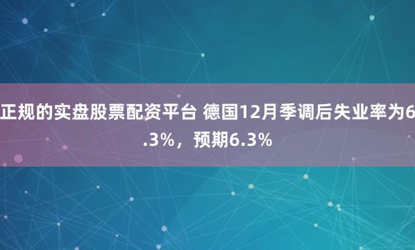 正规的实盘股票配资平台 德国12月季调后失业率为6.3%,预期6.3%